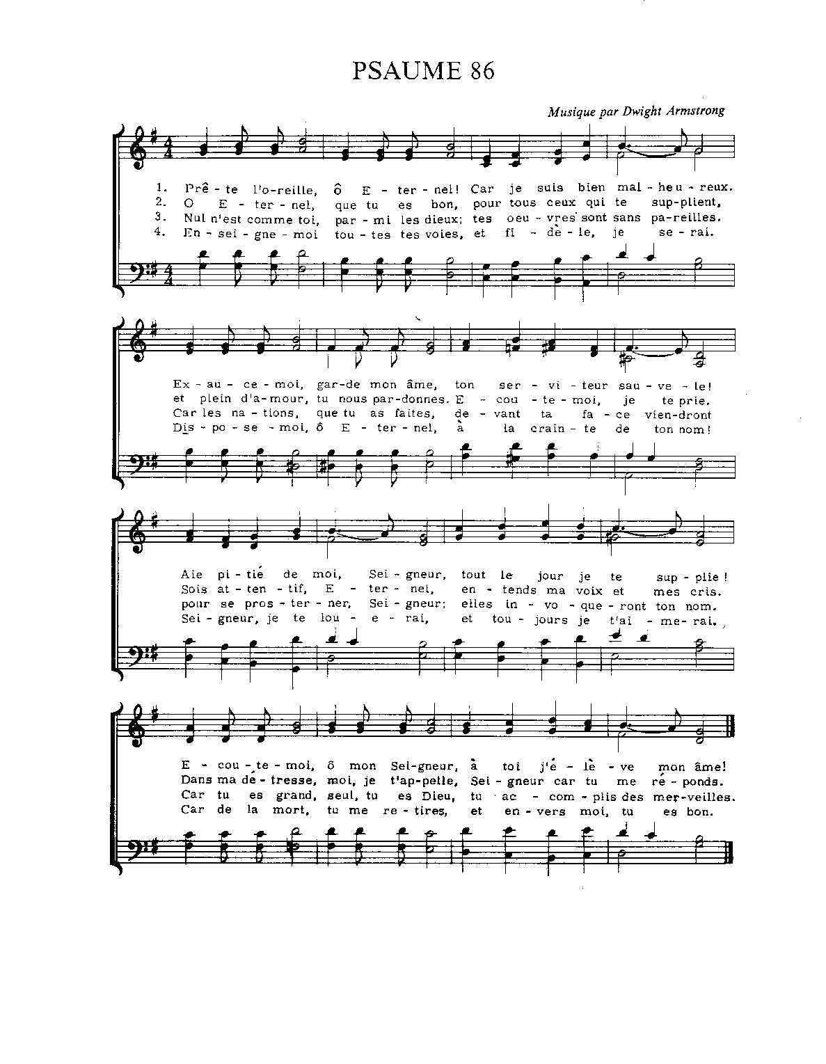 page 54 -- Psaume 86 -- Ô Éternel, que tu es bon, pour tous ceux qui te supplient